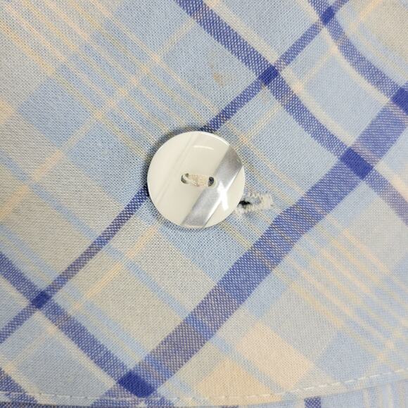 VTG Laura Ashley Emilie Pillow 16" Square Blue Cream Plaid Ruffle Trim Cotton - Picture 8 of 16